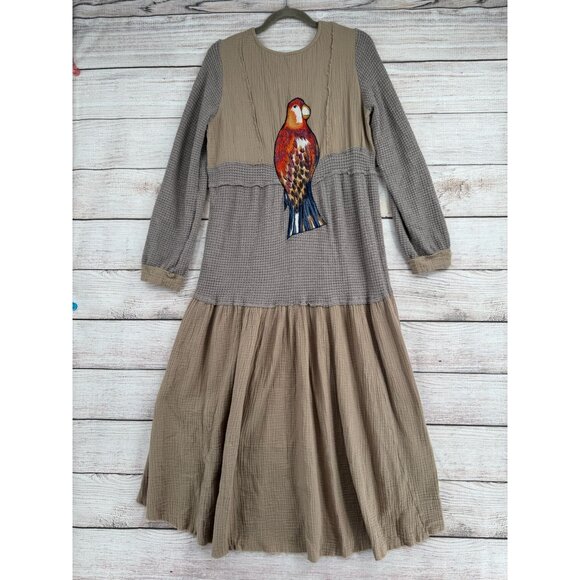 POL‎ Embroidered Sparrow Duster Cardigan Women's Size Small Green/Gray - Picture 1 of 16